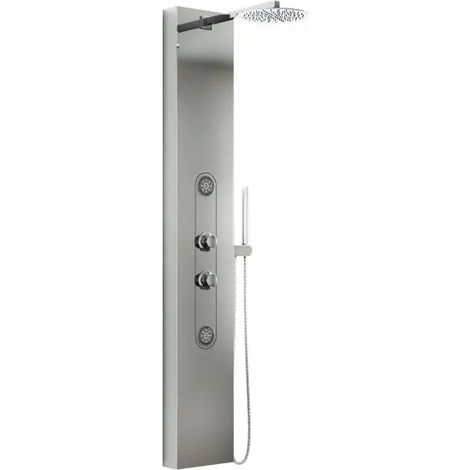 Colonna pannello doccia in acciaio inox cromato lucido con doccetta,flessibile e getti orizzontali massage modello andromeda cromato lucido AMBRA WATER