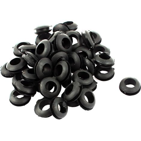 Passe Fil Caoutchouc Oeillet Passe Câble 8mm Diamètre intérieur Noir Fil Rond électrique Joint 50pcs