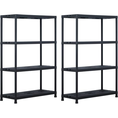Estanterías de almacenamiento 2 uds 220 kg 90 x 40 x 138 cm plástico negro 020000668 (1/5)