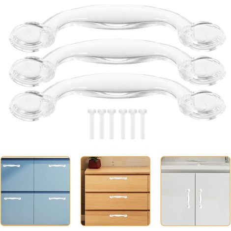 Lot de 6 poignées en plastique transparent pour meubles et (1/5)