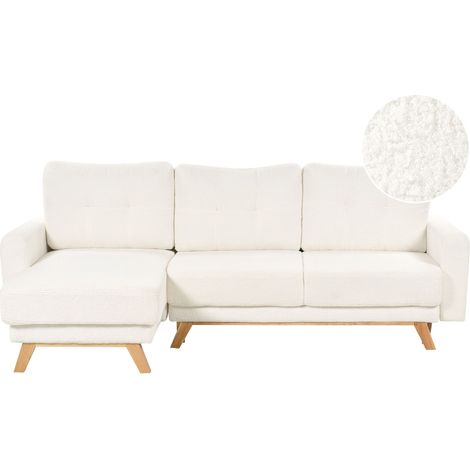 Corner Sofa Bed 3 Seater SIRO Boucle Off-White with Storage Right Hand (1/5)