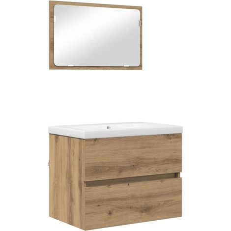 Maison Exclusive - Juego de muebles de baño con cajón 3 pcs Roble