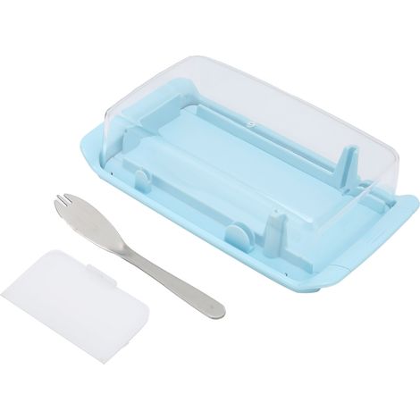 Boîte à beurre rectangulaire 2 en 1 avec compartiment secret pour fromage, idéale pour la maison, le restaurant et la cuisine (bleue). (1/5)
