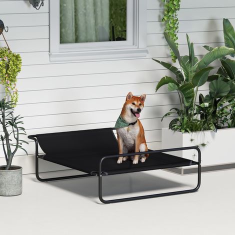 Lit surélevé chien Noir appui tête intérieur extérieur 106x81x33 cm (1/4)