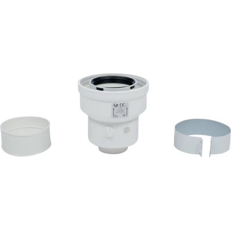 Atlantic – Adaptateur ventouse verticale 60/100 mm à 80/125 mm – Raccord fumisterie pour chaudière – Compatible Hysae Hybrid – 74010