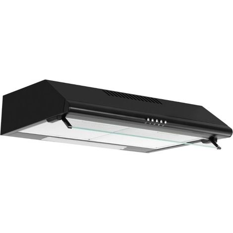 Airlux – Hotte casquette noire mate 60 cm – Débit d'aspiration 255 m³/h – Niveau sonore 45 dB – Moteur 60 W – Évacuation ou recyclage (1/2)