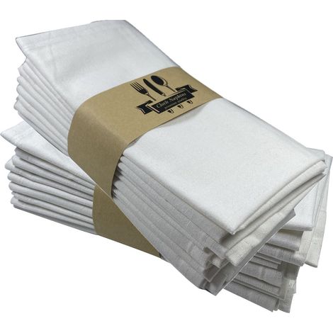 Serviette de table en coton et lin lavable et réutilisable dimensions 40 x 40 cm couleur blanche (1/5)