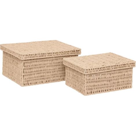 Lot de 2 Boîtes de Rangement "Kord" 38cm Naturel (1/5)