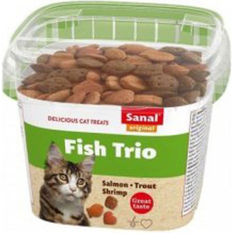 6x 75g SANAL Cat Fish Trio Katzen Leckerlis Katzenfutter Katze Fisch Snack 450g