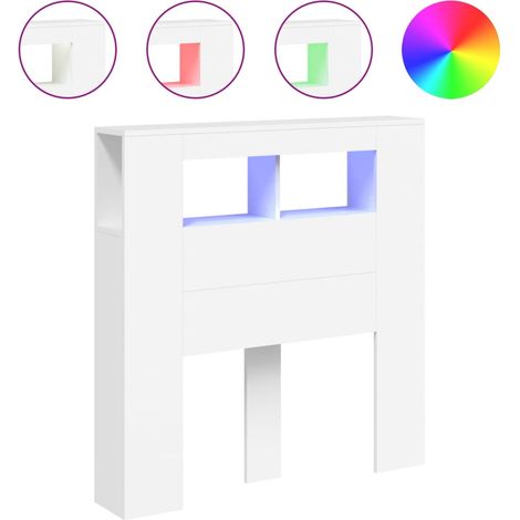 Maison Exclusive - Cabecero con LED madera de ingeniería blanco 1 (1/5)