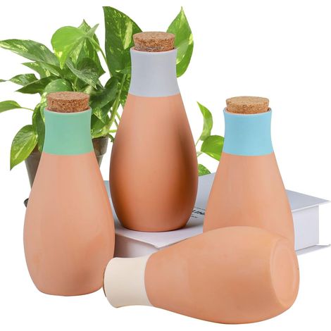 4PCS Arrosage Automatique pour Plantes Arrosoirs en Terre Cuite, Système d'arrosage Goutte a Goutte pour Plantes d'intérieur et d'extérieur, Arrosage Plante Vacances pour Jardin Maison (1/5)