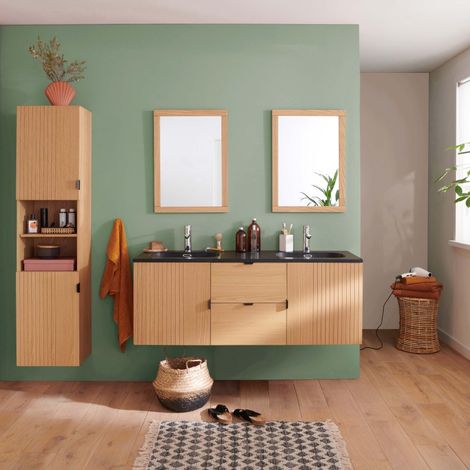 Hänge Waschtisch 140cm Eiche, Armaturen, Spiegel & Schrank STUDIO (1/5)