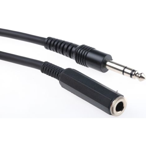 Cordon audio Fiche jack mâle 6,35 mm vers Fiche jack femelle 6,35 mm, Long. 3m ( Prix pour 1 )