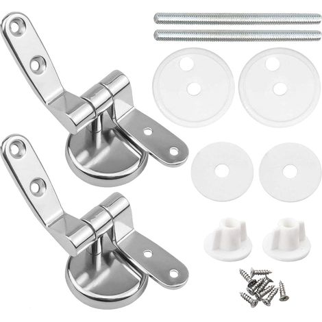 Longziming – Attaches charnière abattant WC – Lot de 2 charnières en alliage de zinc – Fixations résistantes à la corrosion – Installation facile (1/5)