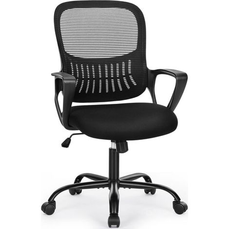 Chaise de bureau à hauteur de comptoir avec repose-pieds noir (1/5)