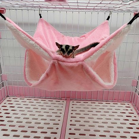 Lit suspendu en peluche épaisse et chaude pour petits animaux de compagnie, hamac pour hamster - Gris (1/4)
