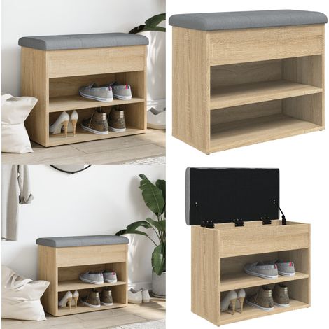 Schuhbank Sonoma-Eiche 62x32x50 cm Holzwerkstoff - Schuhbank - Flurbank - Garderobe - Eiche Möbel - Beistelltisch - Home & Living (1/5)