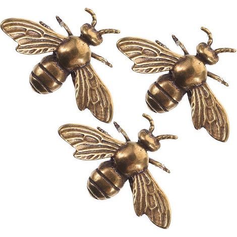 Lot de 3 statuettes d'abeilles rétro en laiton, décoration de bureau, petites figurines en laiton en forme d'abeille-4.70X3.20X1.50CM (1/4)