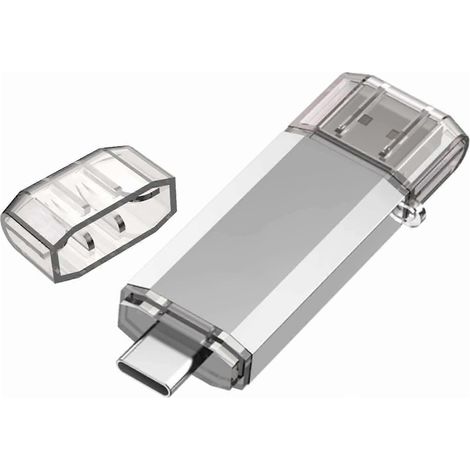 Clé USB C 128 Go, clé USB C haute vitesse, clé USB C double OTG (argent) (1/5)