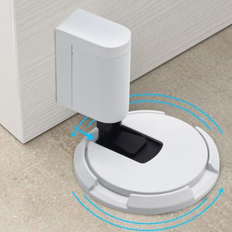 Tope de puerta de suelo, tope de puerta mecánico, tope de puerta de altura ajustable, cuña de puerta, protector de pared con adhesivo 3M, no requiere taladro ni tornillos, blanco (1/5)