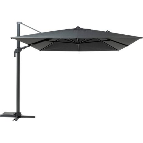 Parasol Melhia antracita rectangular desplazado con LED 4 x 3 m en acero y olefina de aluminio - Hespéride
