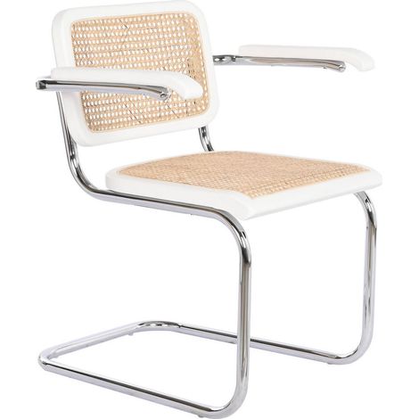 Chaise de cuisine élégance rotin blanc et métal - Blanc naturel élégant avec rotin (1/5)
