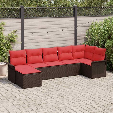 vidaXL Set Divano da Giardino con cuscino Marrone polyrattan (1/5)