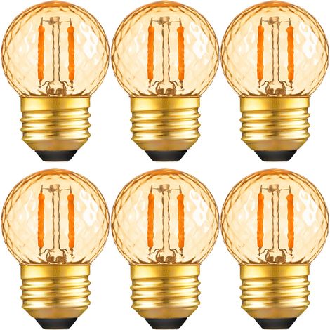 Lampadine a risparmio energetico LED G40 Luce calda E27 Ambra 1W Lampadine a basso lumen Piccole lampadine decorative Edison corte per lampade da camera da letto Bianco caldo 2200K Non dimmerabili Con