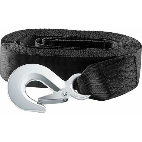 BRAVIX Sangle de treuil de remorque avec mousqueton de sécurité pour bateau ou voiture Résistance à la rupture Charge de travail,noir, 4 mètres, (1/5)