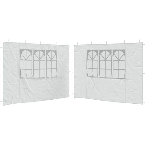 Paredes laterales de carpa de fiesta con ventana 2uds PE blanco vidaXL