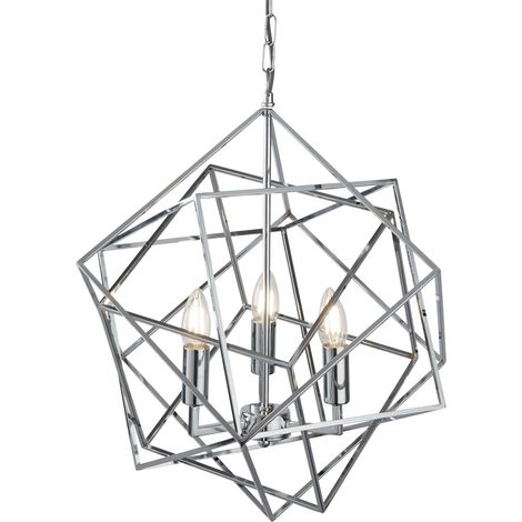 Searchlight Cube - Suspension à 3 ampoules au fini chrome, E14 (1/4)