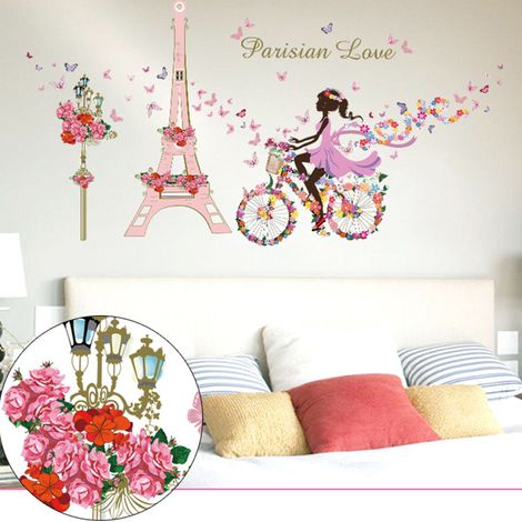 Autocollants Muraux Tour Eiffel Paris - Décor Adhésif Répétable pour Chambre de Fille, Stickers Décoratifs (1/5)