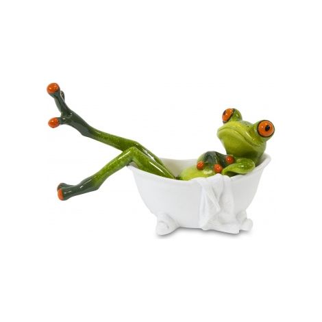 Froschfigur in einer Badewanne, 10,5 x 15,5 x 6 cm (1/5)