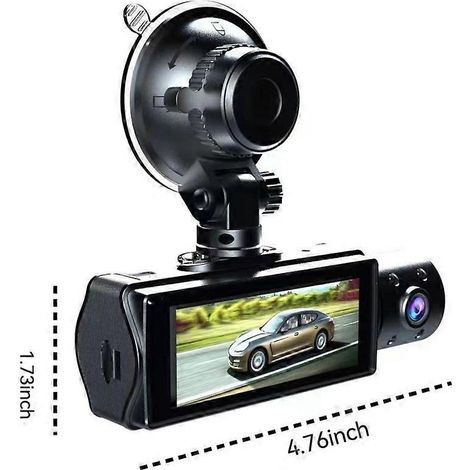 1080P DVR Dashcam mit Front- und Innenkamera, 3,16 Zoll IPS-Bildschirm und 170° Weitwinkel