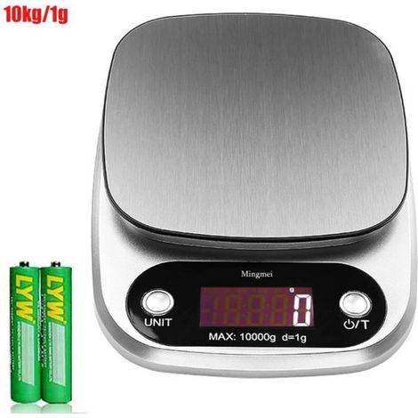 Balance de Cuisine - 10 kg / 1 g - Écran LCD - Acier Inoxydable - 1 Pièce (1/4)