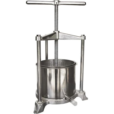 Saftpresse, Obstpresse, Weinpresse, Apfelpresse - Mini, mit Edelstahl Doppelkorb, 3L