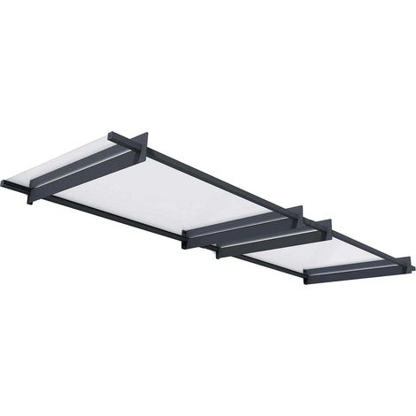 Palram - Canopia – Auvent de porte Nancy 301 x 94 cm gris – Structure en aluminium et acier galvanisé – Panneaux acryliques 4mm – Résistant aux intempéries