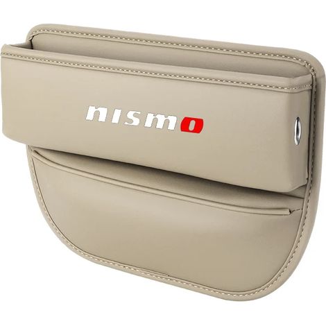 (Beige) Boîte de rangement de fente de siège de voiture pour Nissan Nismo Almera Tiida Sunny QASHQAI Skyline Juke X-TRAI accessoires intérieurs en cuir (1/5)