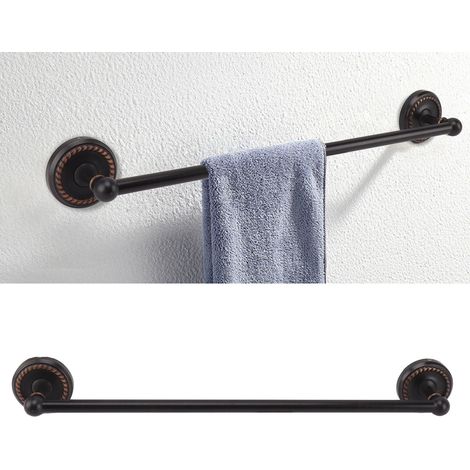 Porte-serviettes en quincaillerie entièrement en cuivre, barre simple, style européen, tringle de suspension, étagère de rangement pour salle de bain, noir antique (1/5)
