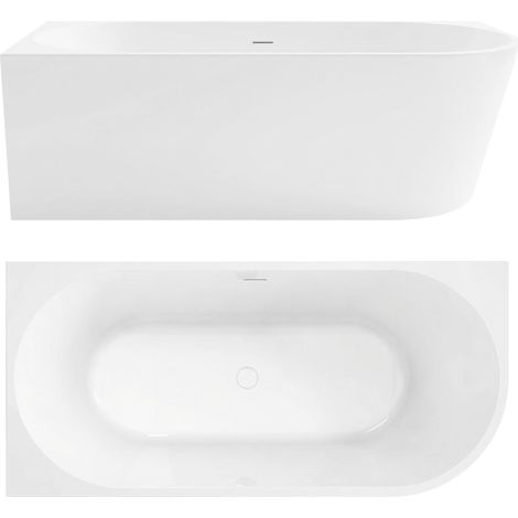 Bañera De Esquina Rea Bellanto 170 White Lewa With Brushed Copper Plug Cap