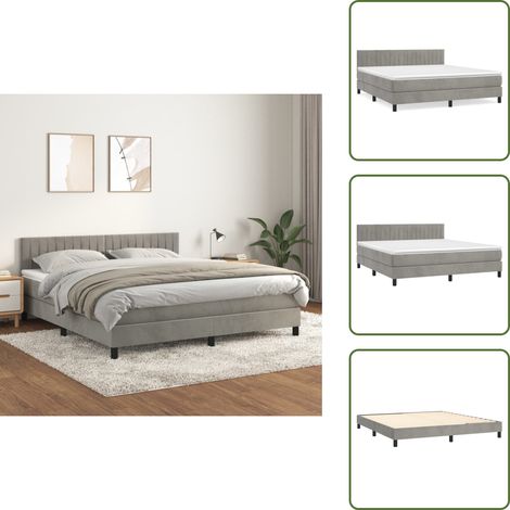 Colchón ensacado - vidaXL Cama box spring con colchón terciopelo gris claro 160x200 cm - Cama de terciopelo