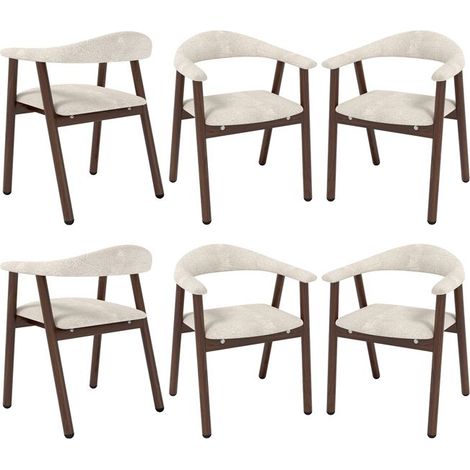 WAFTING Lot de 6 Chaises de Salle à Manger Modernes, Rembourrées avec Accoudoir, Tissu et Pieds Foncés (1/5)