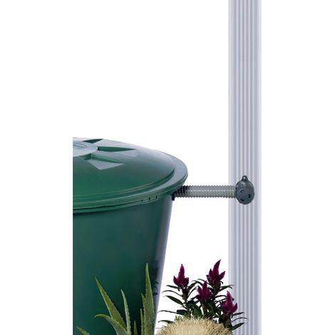 Garantia – Collecteur eau de pluie Speedy Eco QUATTRO gris carré – Fonction trop-plein automatique – Vanne régulatrice 1" (25 mm) – Pour gouttière carrée
