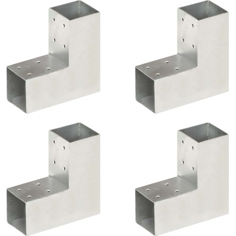 Post Connectors 4 pcs L Shape Galvanised Metal 71x71 mm vidaXL