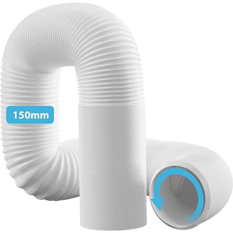 Tubo flessibile per aria condizionata Hon&Guan da 150 mm fino a 1,5 m di lunghezza, tubo di scarico dell'aria condizionata, tubo di scarico dell'aria in senso antiorario, materiale PP flessibile, (1/5)