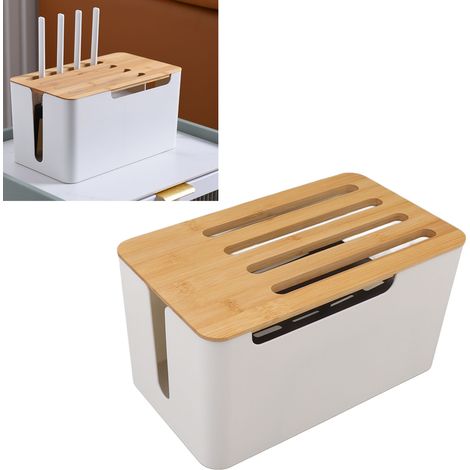 Aufbewahrungsbox für Router, Kabelorganizer aus Bambus und Holz, WLAN-TV-Decoder, optisches Modem, Organizer und Versteckmöglichkeit für Steckdosenleiste (1/5)