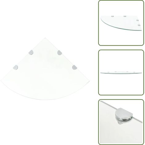 Étagère de coin et supports chromés Verre transparent 45x45 cm - Étagère Murale - Étagère D'angle - Rangement Mural - Décoration Murale - Étagère Transparente (1/5)