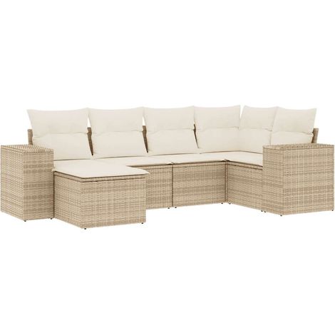 Maison Exclusive - Set Divano da Giardino 6 pz con Cuscini Beige in Polyrattan (1/5)