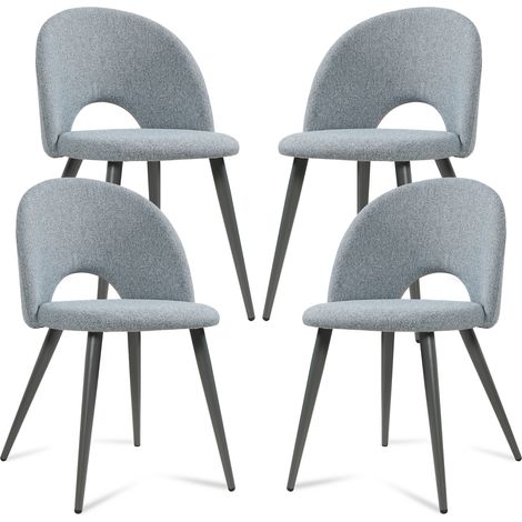 Esszimmerstuhl Karijoki 4er Set Webstoff Grau [en.casa]