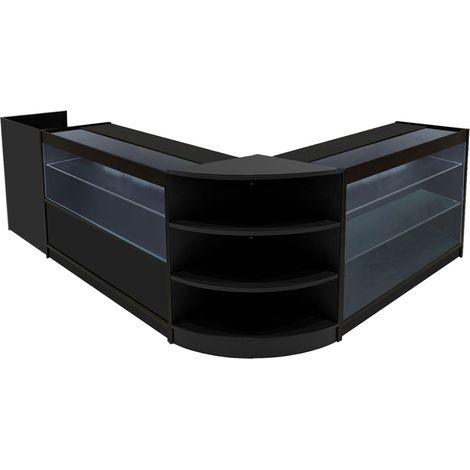 Set Banconi Neri con LED Theia K1200 C1200 LM60 TB60 - Vetrina con Serratura, Ante Scorrevoli, Chiavi, Illuminazione, Mobile Cassa, Espositori in Vetro per Abbigliamento Gioielli Accessori (1/5)